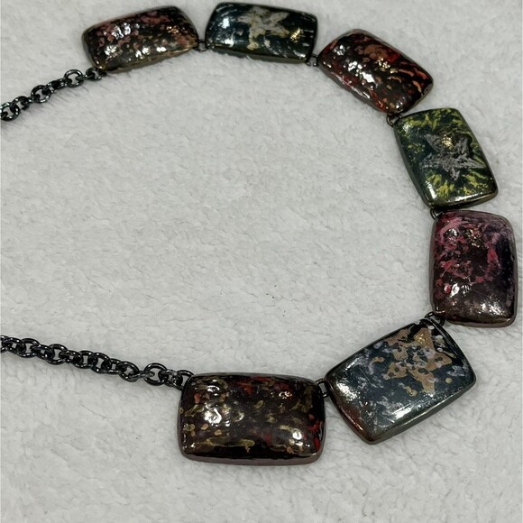 Hand Painted Gun Metal Necklace Celestial Goth Fairy Grunge Industrial 16in~18in - Picture 5 of 8